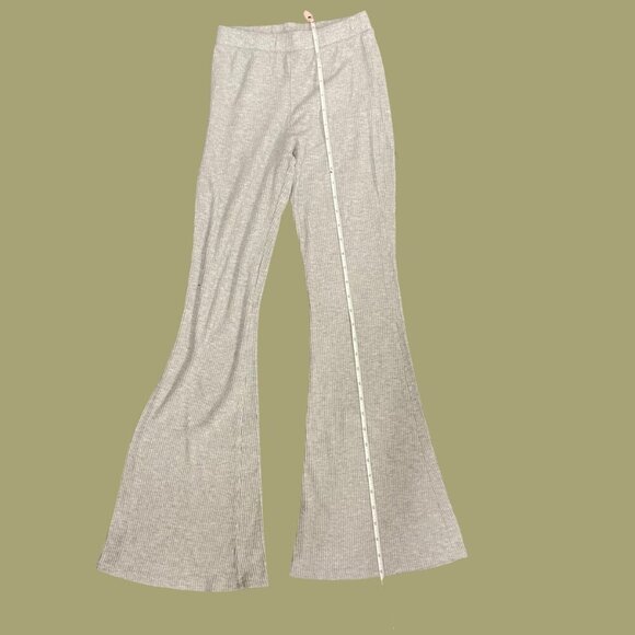 Forever 21 Women’s Grey Ribbed Flare Pants – XS High Waist Lounge Streetwear - Picture 4 of 7